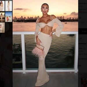 nwot fashion nova Sunset Vibe Crochet Skirt Set - Taupe